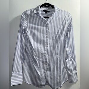 Banana Republic Light Blue and White Striped Button Down Shirt